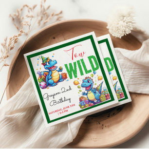 Twee Wild Dino Party Boy Dinosaurus 2e Verjaardag Servet