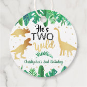 Twee Wild Dinosaur Boys 2e verjaardag Bedankjes Labels (Voorkant)