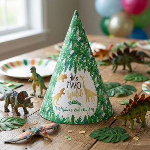 Twee Wild Dinosaur Boys 2e verjaardag Feesthoedjes