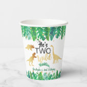 Twee Wild Dinosaur Boys 2e verjaardag Papieren Bekers (Achterkant)