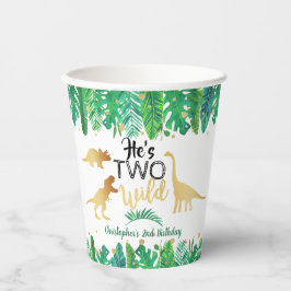 Twee Wild Dinosaur Boys 2e verjaardag Papieren Bekers