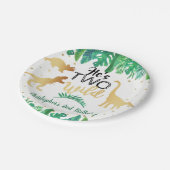 Twee Wild Dinosaur Boys 2e verjaardag Papieren Bordje (Gekanteld)