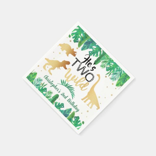 Twee Wild Dinosaur Boys 2e verjaardag Servet (Hoek)