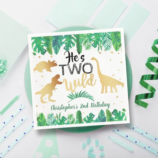Twee Wild Dinosaur Boys 2e verjaardag Servet