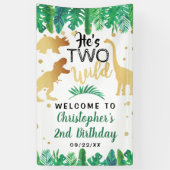 Twee Wild Dinosaur Boys 2e verjaardag Spandoek (Verticaal)