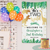Twee Wild Dinosaur Boys 2e verjaardag Spandoek