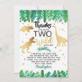 Twee Wild Dinosaur Boys Tweede verjaardag Bedankkaart (Voorkant)