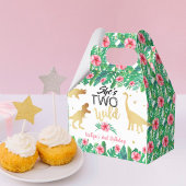 Twee Wild Dinosaur Girls 2e verjaardag Bedankdoosjes
