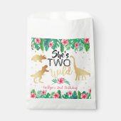 Twee Wild Dinosaur Girls 2e verjaardag Bedankzakje (Voorkant)