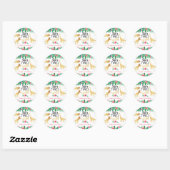 Twee Wild Dinosaur Girls 2e verjaardag Favor Ronde Sticker (Vel)
