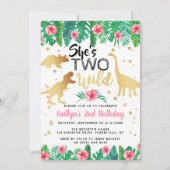 Twee Wild Dinosaur Girls 2e verjaardag Kaart (Voorkant)