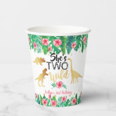 Twee Wild Dinosaur Girls 2e verjaardag Papieren Bekers (Achterkant)