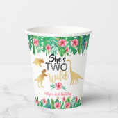 Twee Wild Dinosaur Girls 2e verjaardag Papieren Bekers (Voorkant)