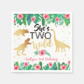 Twee Wild Dinosaur Girls 2e verjaardag Servet (Voorkant)