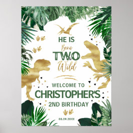 Twee Wild Dinosaur kinder 2e verjaardag Welkom Poster