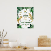 Twee Wild Dinosaur kinder 2e verjaardag Welkom Poster (Keuken)