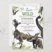 Twee Wild Dinosaur Tyrannosaurus Raptor Birthday Kaart (Voorkant)