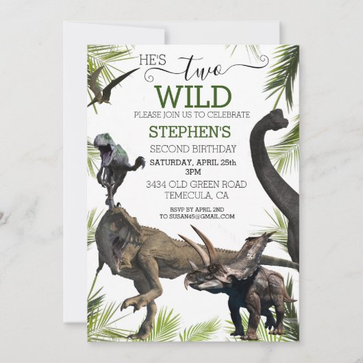 Twee Wild Dinosaur Tyrannosaurus Raptor Birthday Kaart (Voorkant)