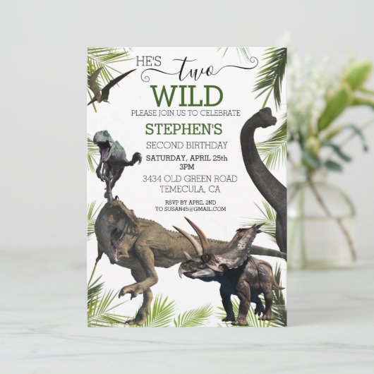 Twee Wild Dinosaur Tyrannosaurus Raptor Birthday Kaart (Staand voorkant)