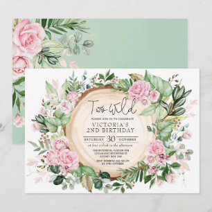 Twee Wild Dusty Roze Roses Greenery 2e verjaardag Kaart