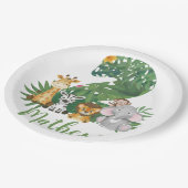 Twee Wild Eén 2e verjaardag Oerwoud Safari Papieren Bordje (Gekanteld)
