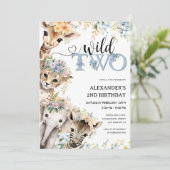 Twee Wild | Jongen Safari Oerwoud 2e Verjaardag Kaart (Staand voorkant)