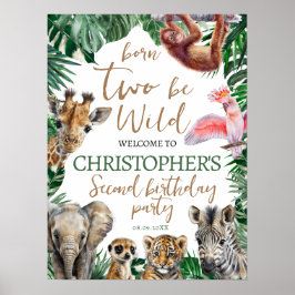 Twee Wild Jungler kinder 2e Verjaardagsfeestje Wel Poster