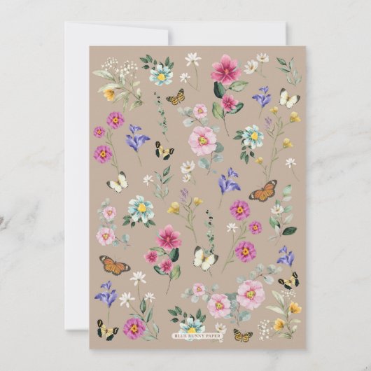 TWEE WILD Kleurrijke Boho Wildflower 2e Verjaardag Kaart (Achterkant)