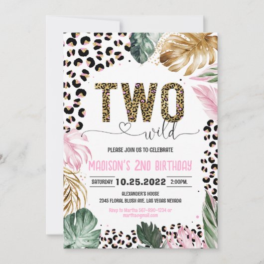 Twee Wild Leopard Print Oerwoud Verjaardag Kaart (Voorkant)