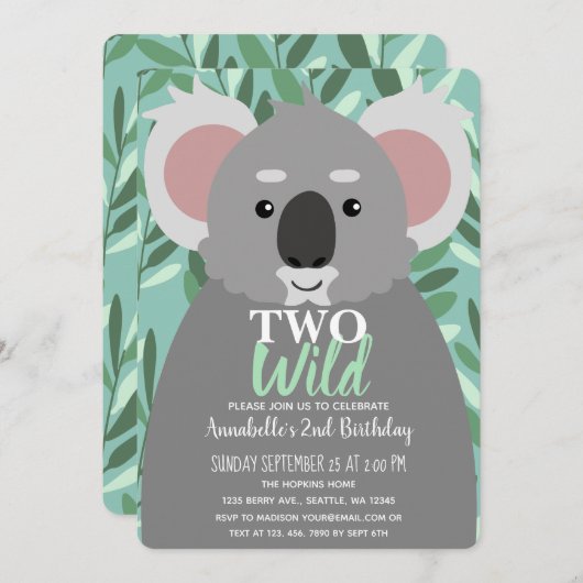 Twee Wild Leuke Koala Kinder Tweede Verjaardag Kaart (Voorkant / Achterkant)