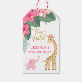 Twee Wild - Meisjes safari thema tweede verjaardag Cadeaulabel