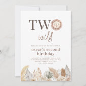Twee Wild Neutral Leaves Foto Birthday Uitnodiging (Voorkant)