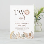 Twee Wild Neutral Leaves Foto Birthday Uitnodiging (Staand voorkant)