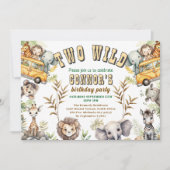Twee Wild oerwoud dieren verjaardagsfeestje Uitnod Kaart (Voorkant)