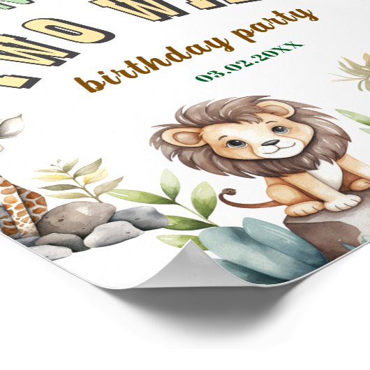 Twee Wild oerwoud eerste verjaardagsfeest Welkomst Poster (Hoek)
