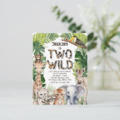 Twee Wild Oerwoud Safari, jongen 2e Verjaardag Uitnodiging Briefkaart (Staand voorkant)