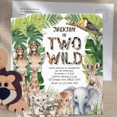 Twee Wild Oerwoud Safari, jongen 2e Verjaardag Uitnodiging Briefkaart