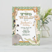 Twee Wild Oerwoud Safari verjaardagsfeestuitnodigi Kaart (Staand voorkant)