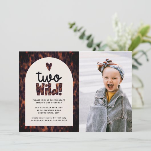 Twee Wild Oerwoud Tortoiseshell Foto 1st Birthday Kaart (Staand voorkant)