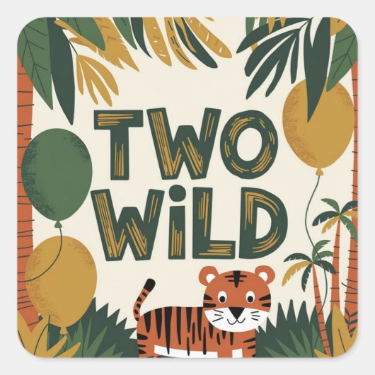 Twee Wild Oerwoud verjaardagsfeestje thema Vierkante Sticker (Voorkant)