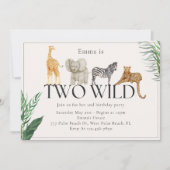 Twee Wild Oerwoud Zoo thema Verjaardagsuitnodiging Kaart (Voorkant)