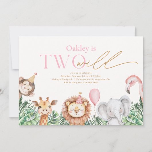 Twee Wild Party Animal Verjaardag Uitnodigingen (Voorkant)