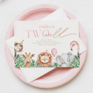 Twee Wild Party Animal Verjaardag Uitnodigingen