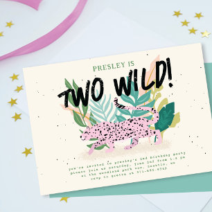 Twee Wild Party Dieren Kids Verjaardag Uitnodiging