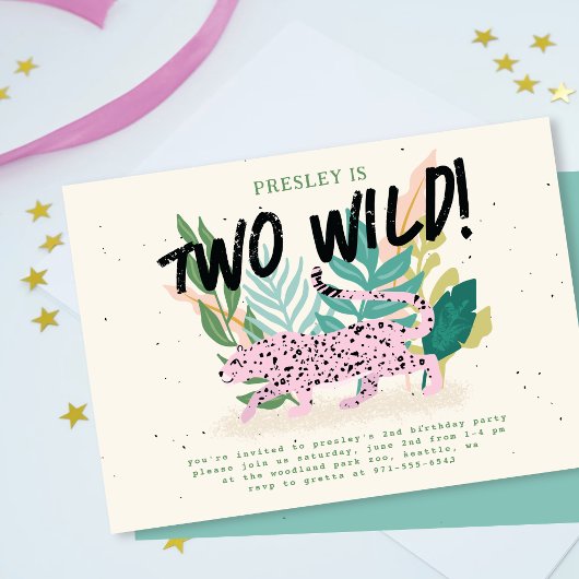 Twee Wild Party Dieren Kids Verjaardag Uitnodiging