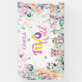 Twee Wild Party Dieren Safari meisje Spandoek (Verticaal)