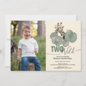 Twee Wild Photo Giraffe Dier 2e Verjaardagsfeest Kaart (Voorkant)