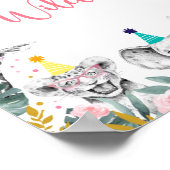 Twee Wild Pink Gold Party Animal Birthday Sign Poster (Hoek)