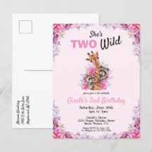 Twee Wild Pink Safari Giraffe Floral Birthday Part