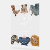 Twee Wild Pink Safari Verjaardag Welkom Acryl Bord (Hoek)